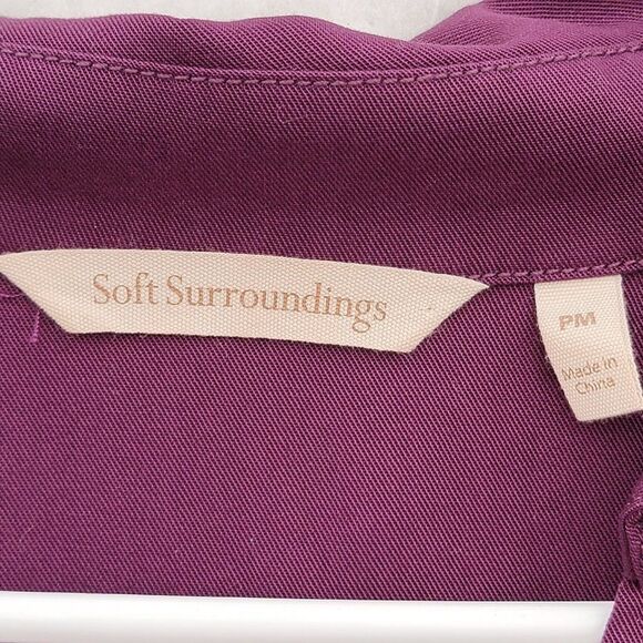 Soft Surroundings Size PM Tunic Top Washed Tencel Purple Wrap Front Asymmetric - Picture 10 of 13